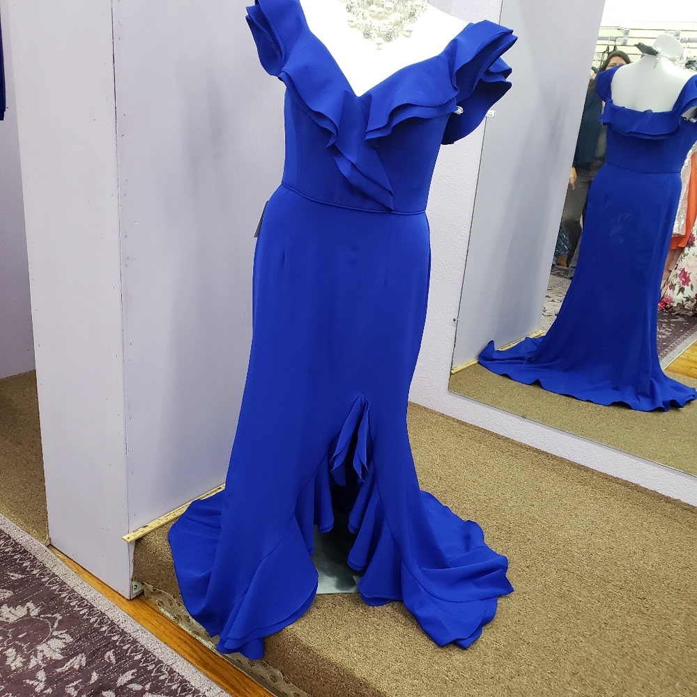 Colors Royak  Blue Ruffle Evening Gown Size 16